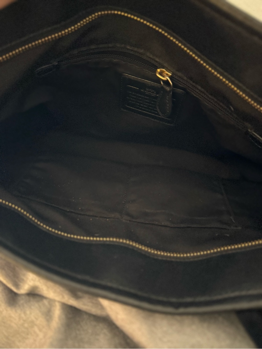 Coach Black Leather Tote with Gold Logo - Picture 5 of 6